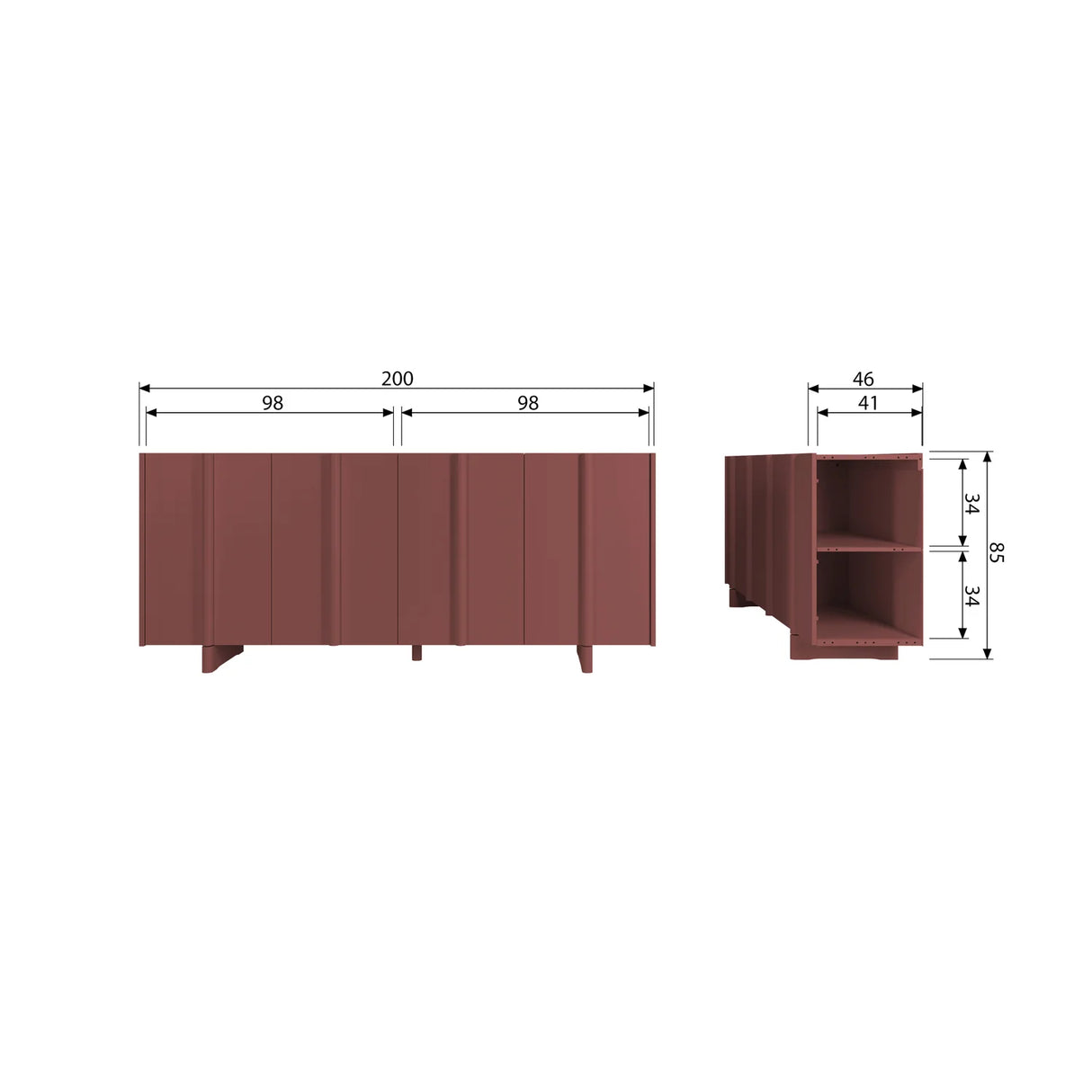 WOOOD, Basu Sideboard i Furu – Vinröd [FSC]