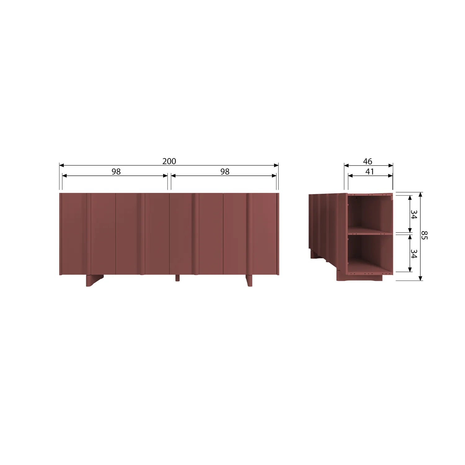 WOOD, Basu Sideboard i Furu – Vinröd [FSC]