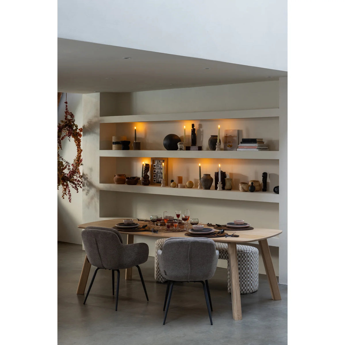 WOOOD, Runa matstol – chenille, mörk sand - 2st