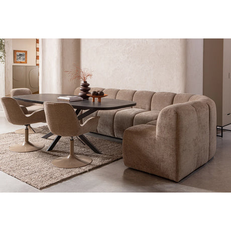 WOOOD, MOJO Matbänk 84 cm med ryggstöd i ribbat tyg – Dark Sand
