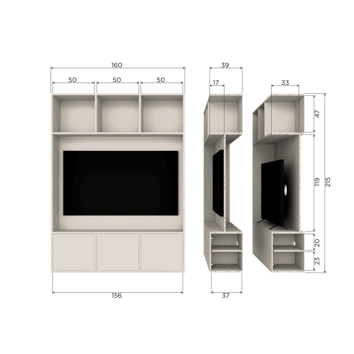 WOOOD, Meggy TV-skåp 160 cm i Furu – Dust [FSC]