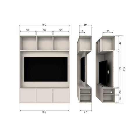 WOOOD, Meggy TV-skåp 160 cm i Furu – Dust [FSC]