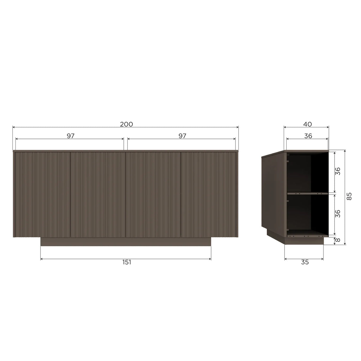 WOOOD, Nova Sideboard 200 cm i Furu – Tryffelbrun [FSC]