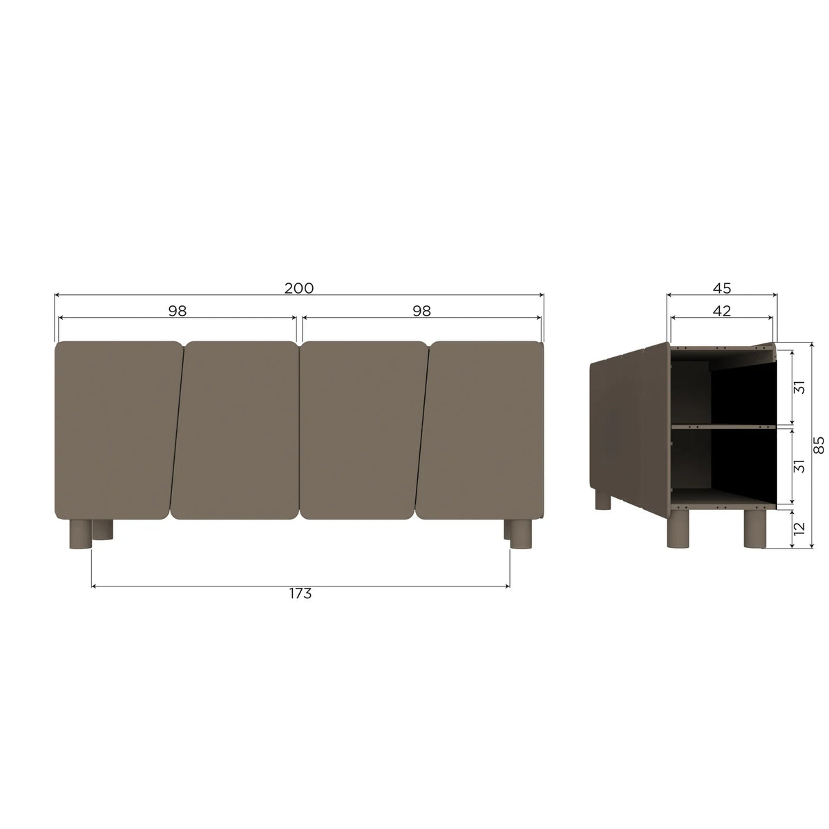 WOOOD, Root Sideboard 200 cm i Furu – Tryffelbrun [FSC]