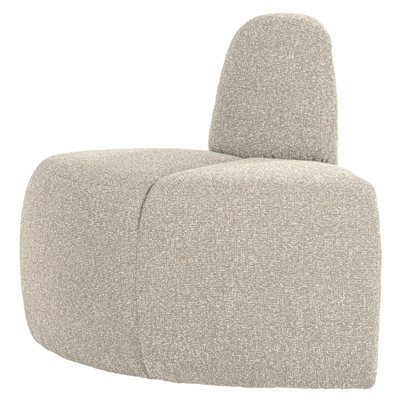 WOOOD, MOJO Hörnmodul till matbänk med rundat ryggstöd i bouclé – Beige Melange