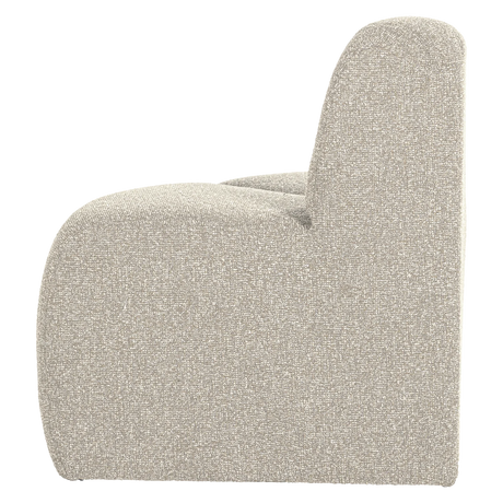 WOOOD, MOJO Hörnmodul till matbänk med rundat ryggstöd i bouclé – Beige Melange