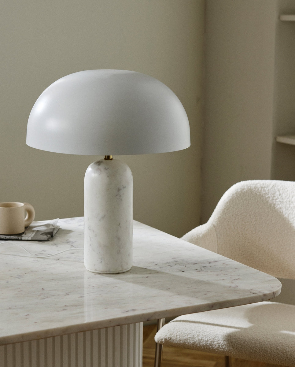 Nordal, ATLAS bordslampa med marmorfot – vit