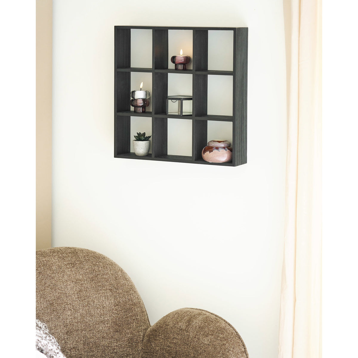 House Nordic, Moss Vägghylla Furu Svart 46 cm