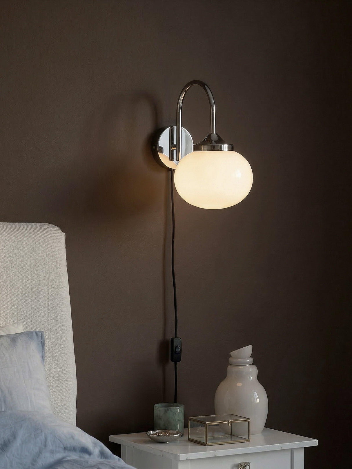 Elsy Vägglampa Vit krom 26cm