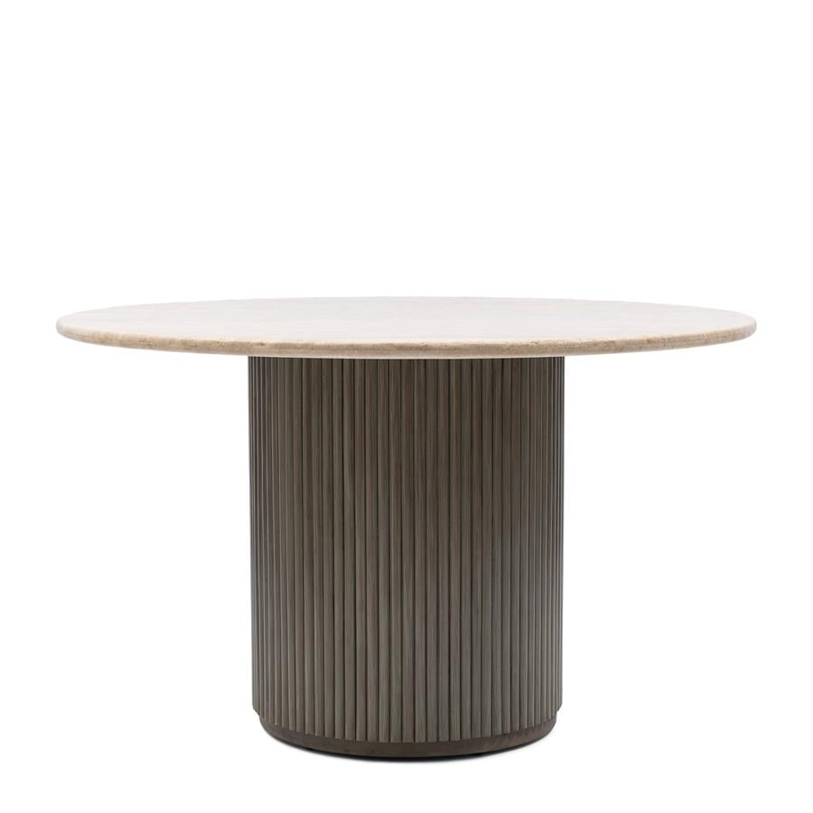 Riviera Maison, Villanova runt matbord i travertin och mangoträ – Beige, Ø 130 cm