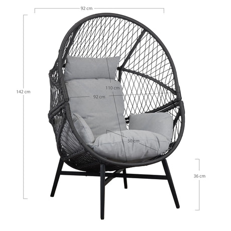 House Nordic, Rosario loungefåtölj – polyrattan, svart, inklusive dynor