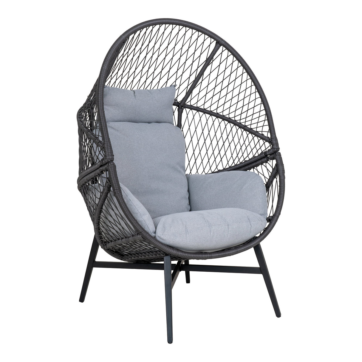 House Nordic, Rosario loungefåtölj – polyrattan, svart, inklusive dynor
