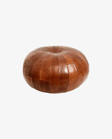 Nordal, RUGBY läderpuff, rund – brun  (FÖRBESTÄLL)