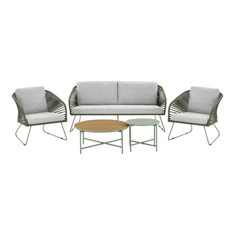 House Nordic, Novella loungeset – stål, grå/grön, inklusive dynor
