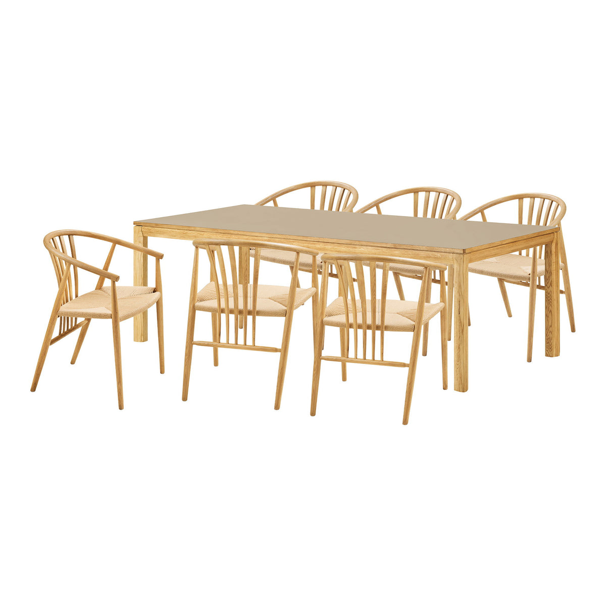 House Nordic, Matgrupp Bowen & Agustin med 6 Stolar Ek Natur