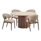 House Nordic, Matgrupp Delphi & Cavi med 4 Stolar Sand / Valnöt / Travertin 140 cm