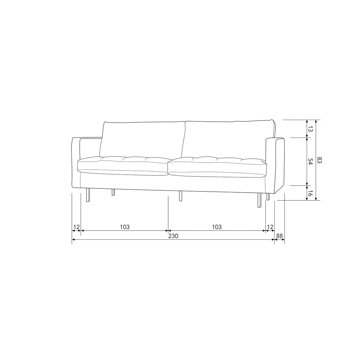 WOOOD, Rodeo Classic 2,5-sitssoffa ekoläder cognac