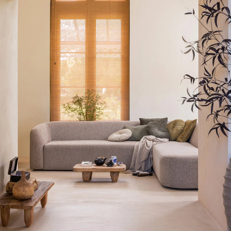 WOOOD, Sloping hörnsoffa höger chenille naturel melange