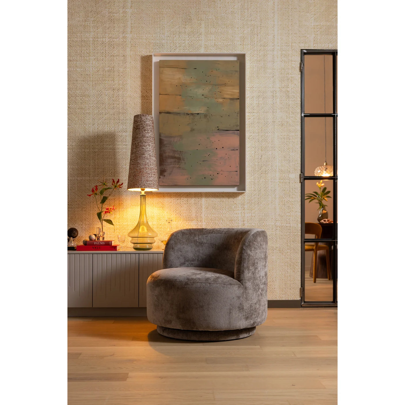 WOOOD, Popular Svivelfåtölj Chenille Taupe