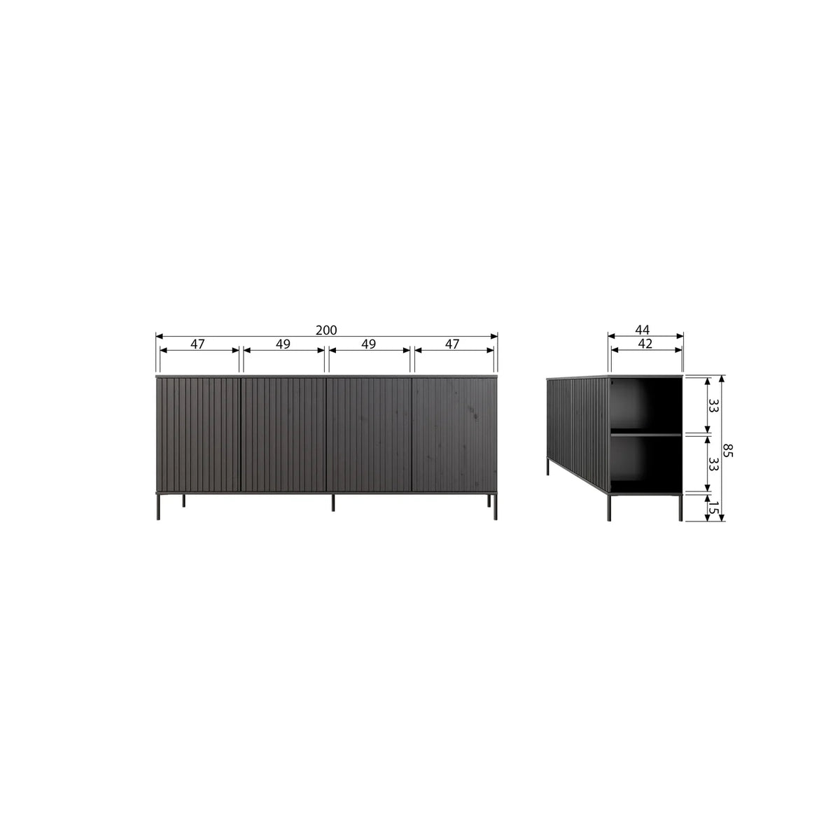 WOOOD, New Gravure Sideboard 200 cm i Askfanér – Espresso [FSC]