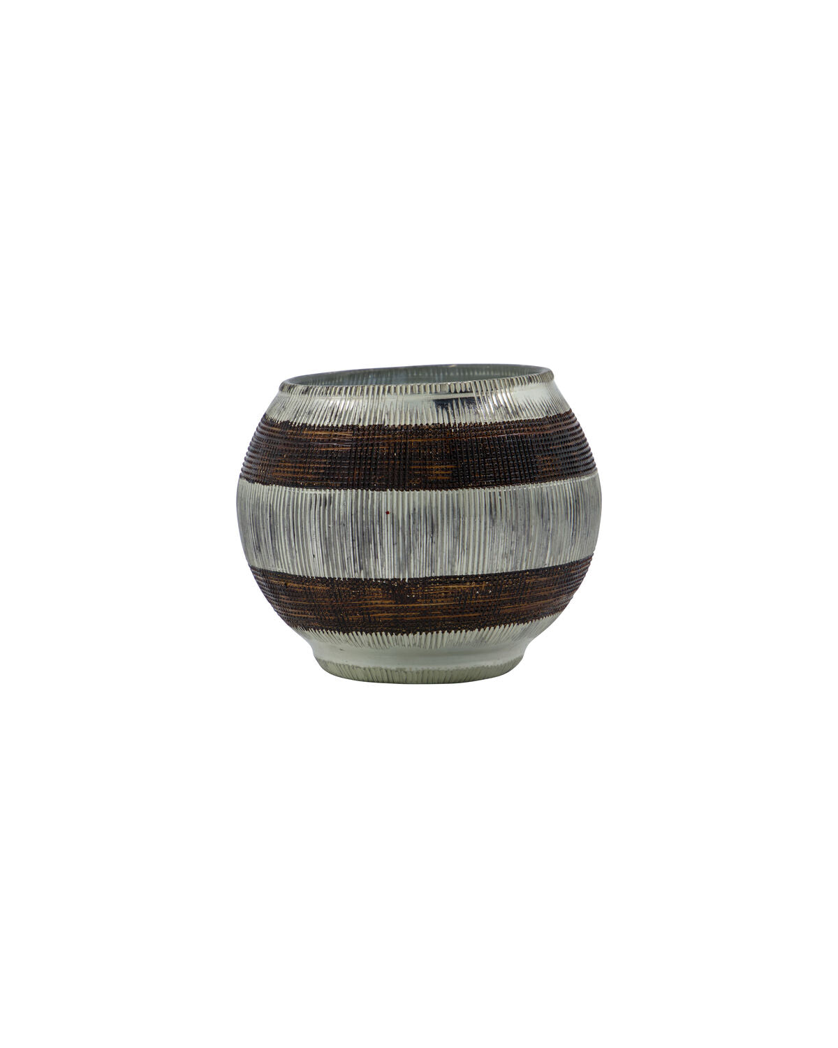 Värmeljushållare, HDStripe, Silver finish, Brun