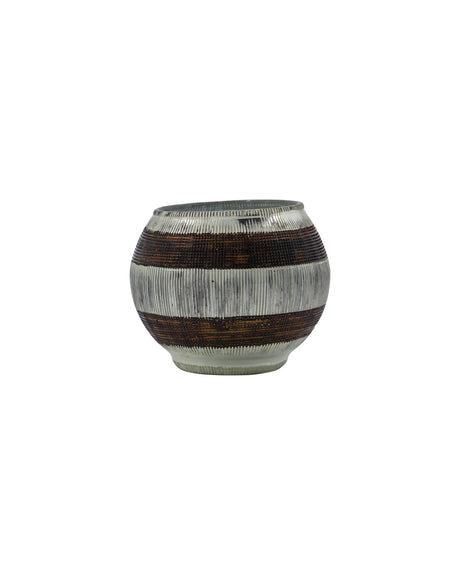 Värmeljushållare, HDStripe, Silver finish, Brun
