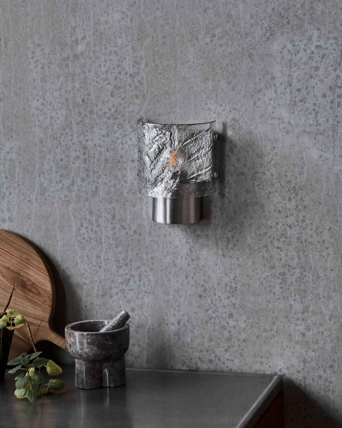 Vägglampa, HDType, Borstat silver