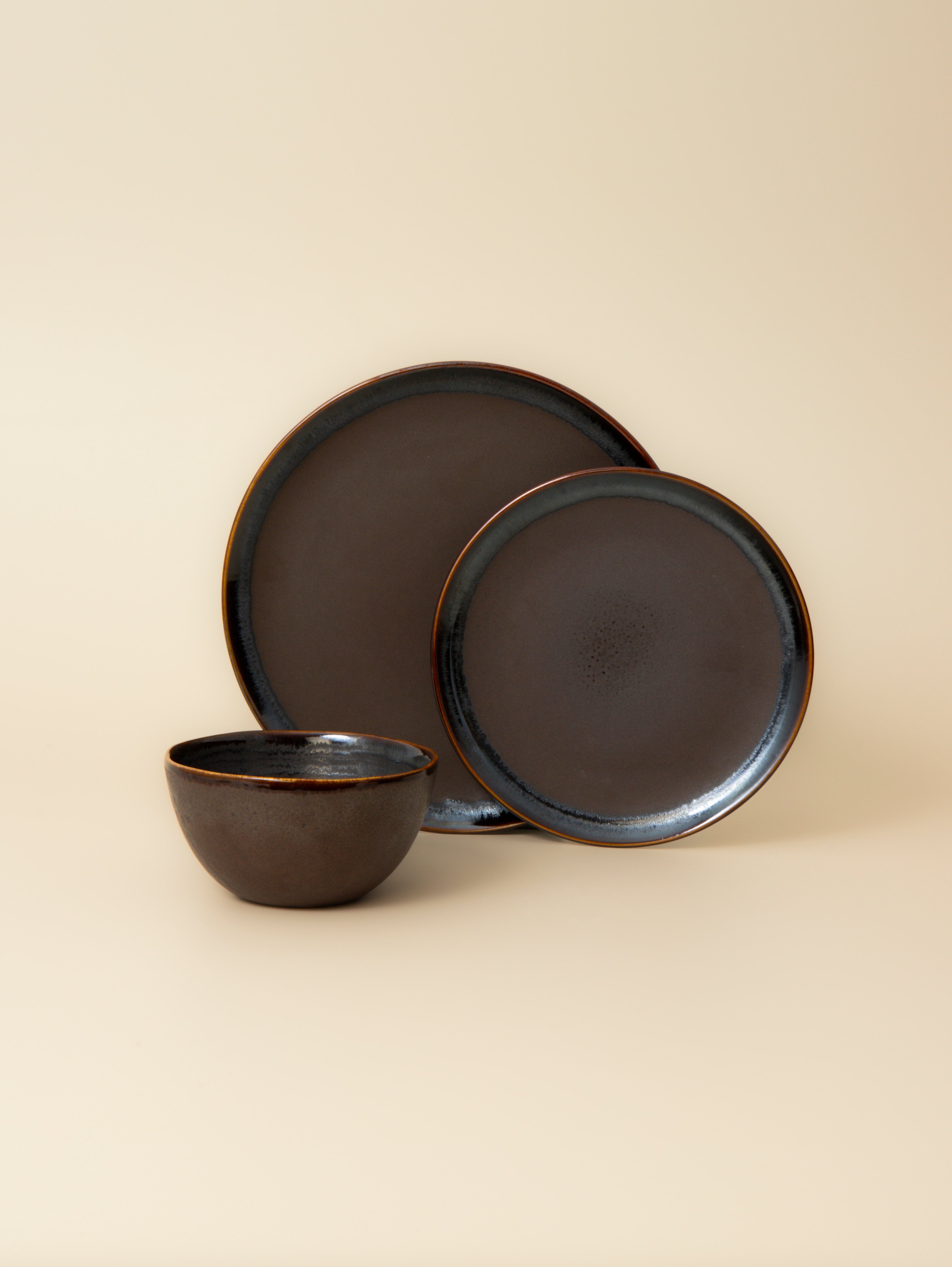 12 delars set middagsservis med frukostskålar - coffee