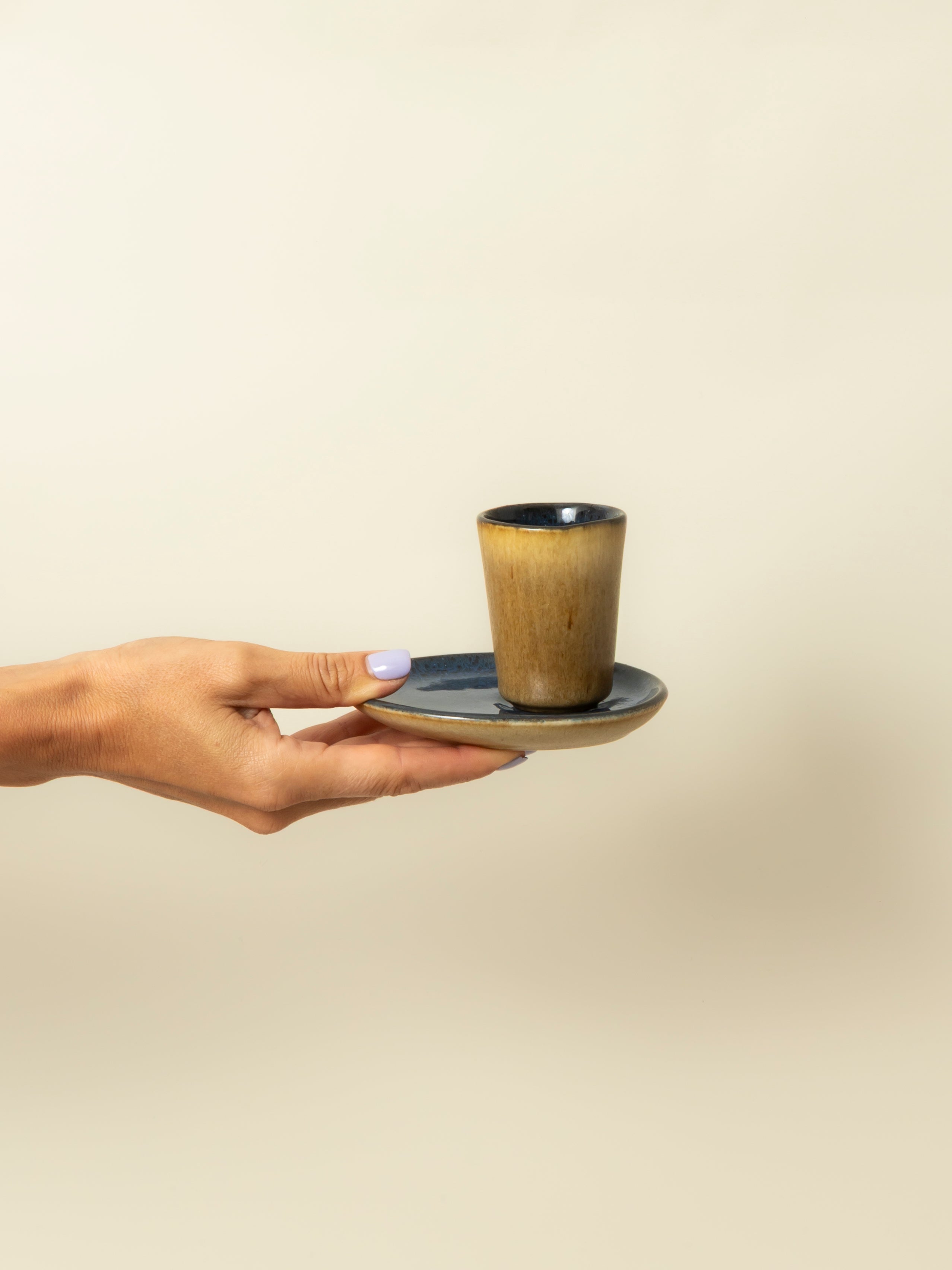 Blomfrön espresso koppar mörk blå ( set om 4)