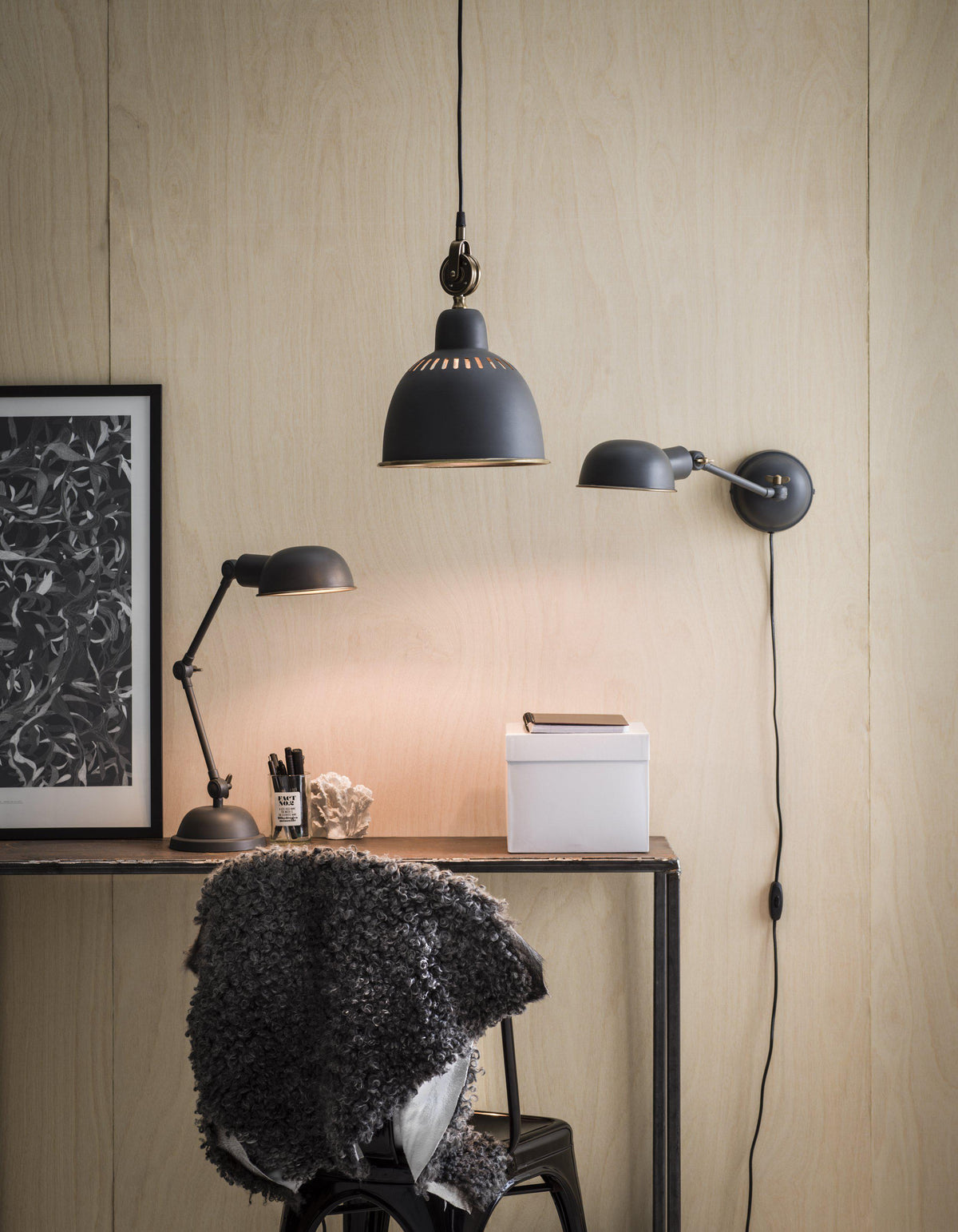 Cleveland Taklampa – JakoGrå/Mässing 23 cm
