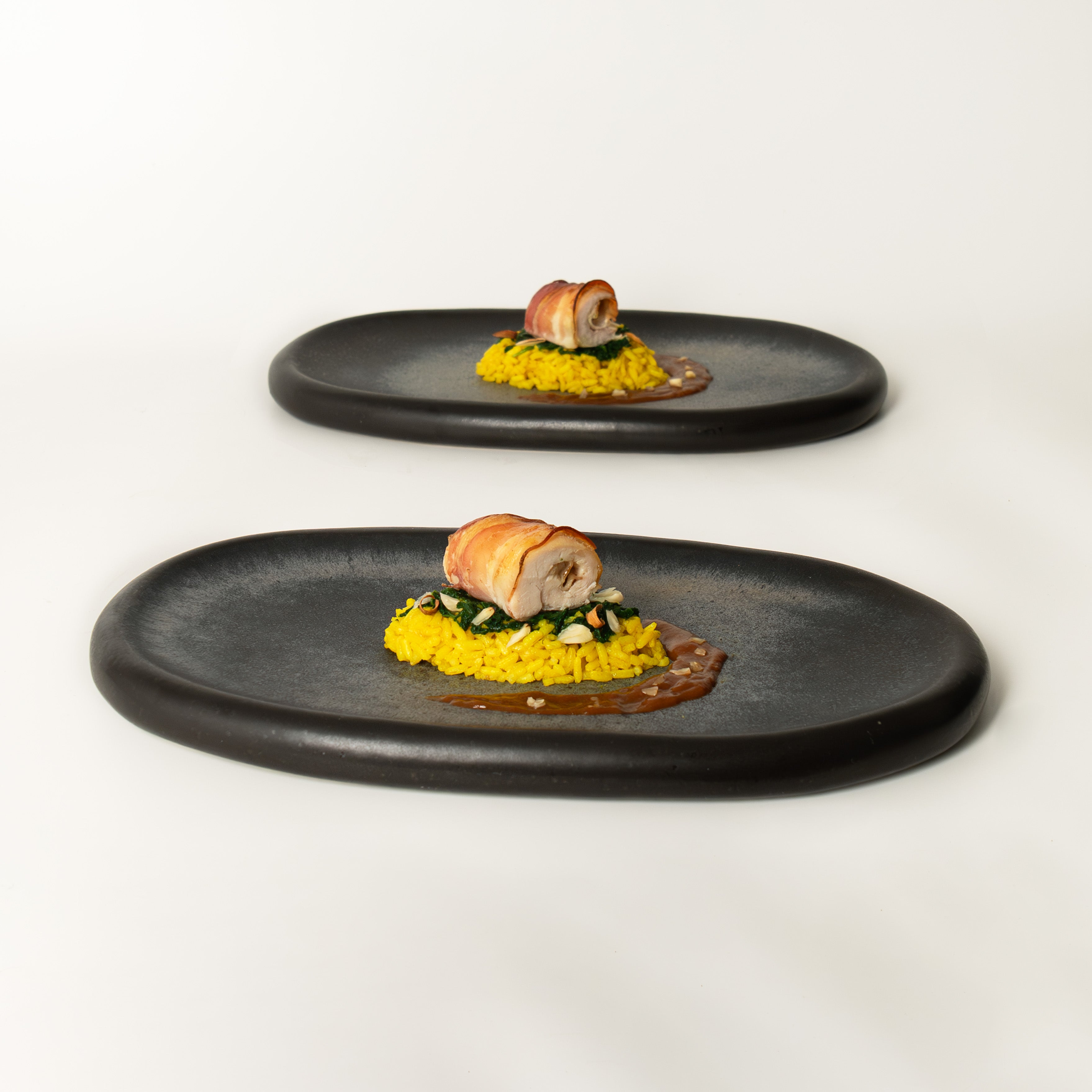 Quartzo grafite -  stora fat (set om 4)