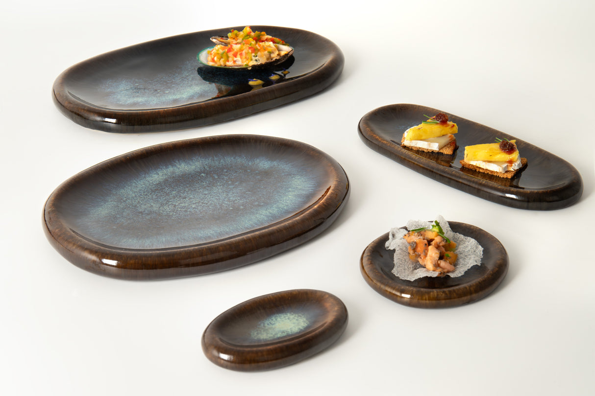 Quartzo onix - stora fat (set om 4)