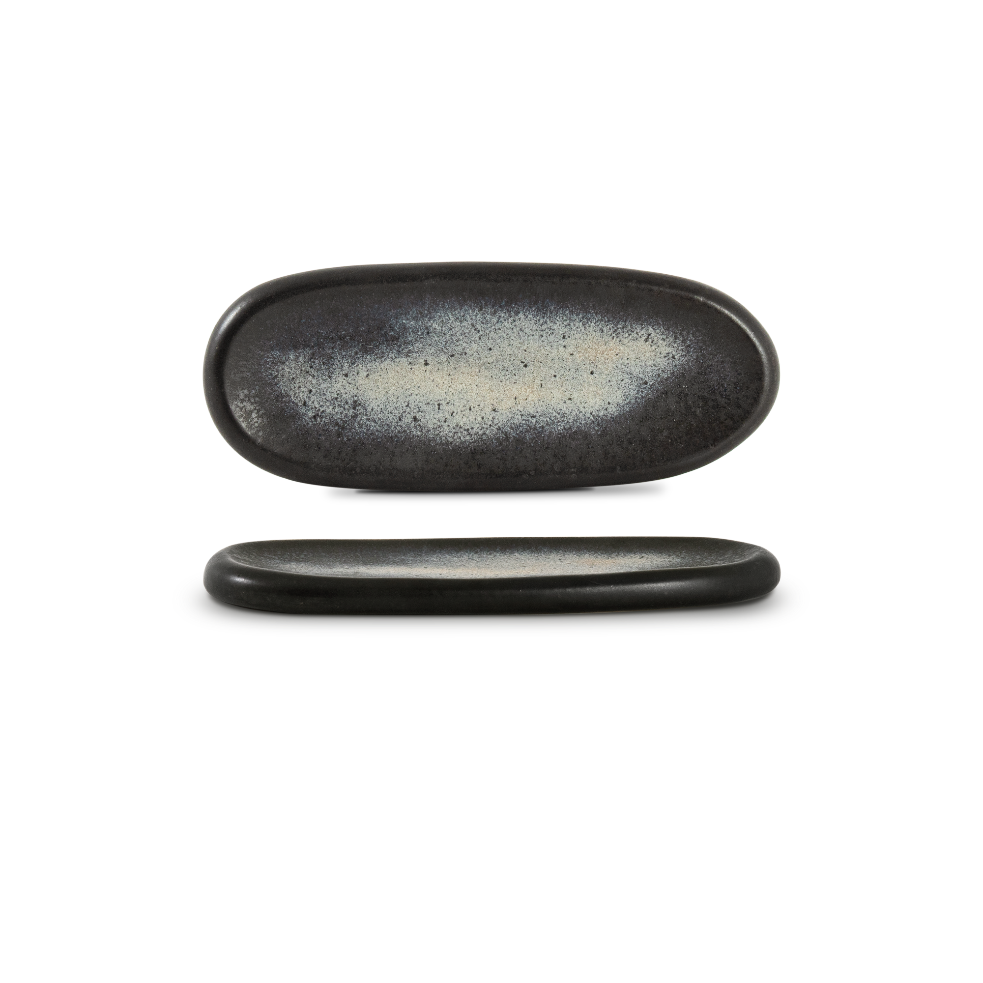 Quartzo grafite - oval fat (set om 8)