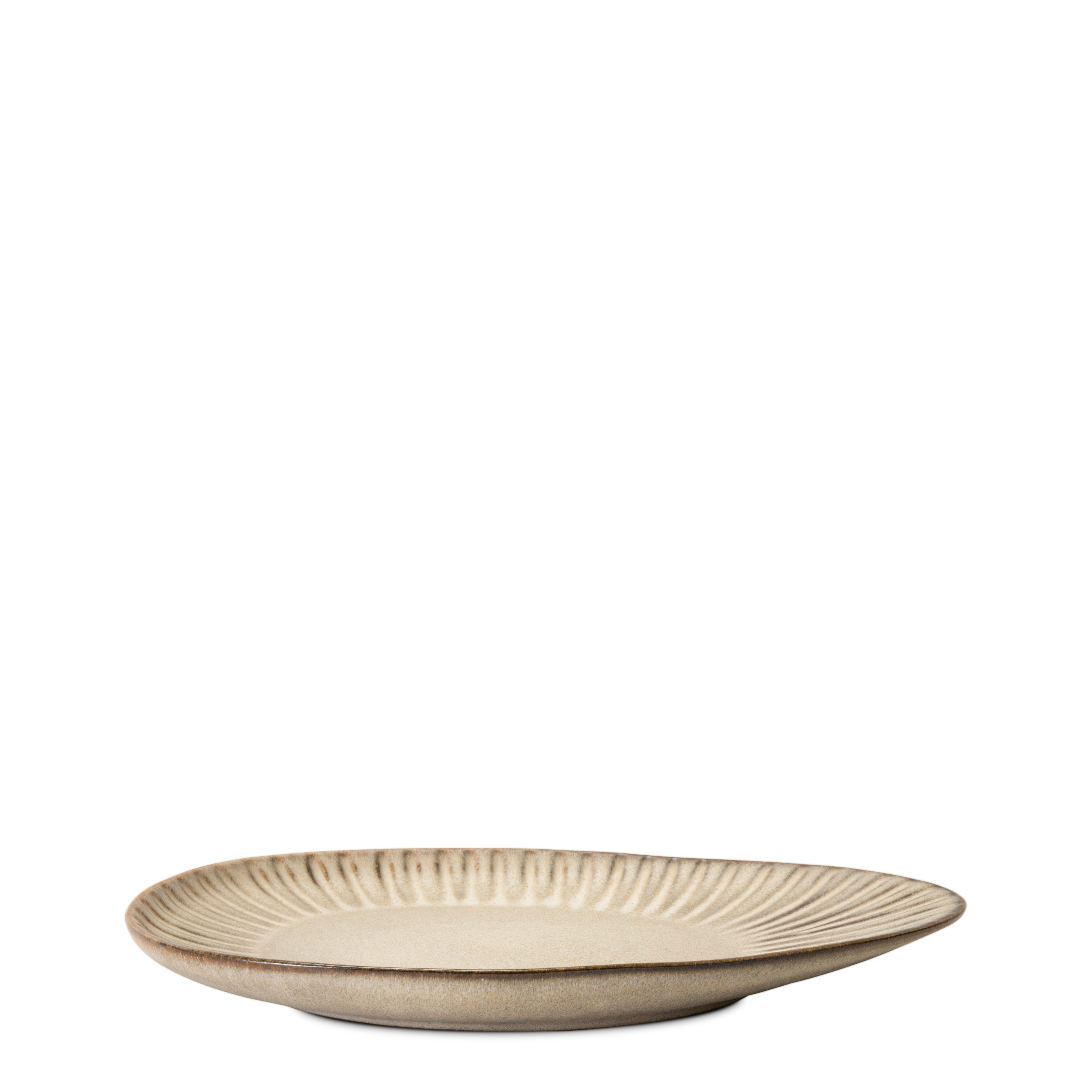 Vieira beige matt asymmetrisk stor tallrik (set om 2)