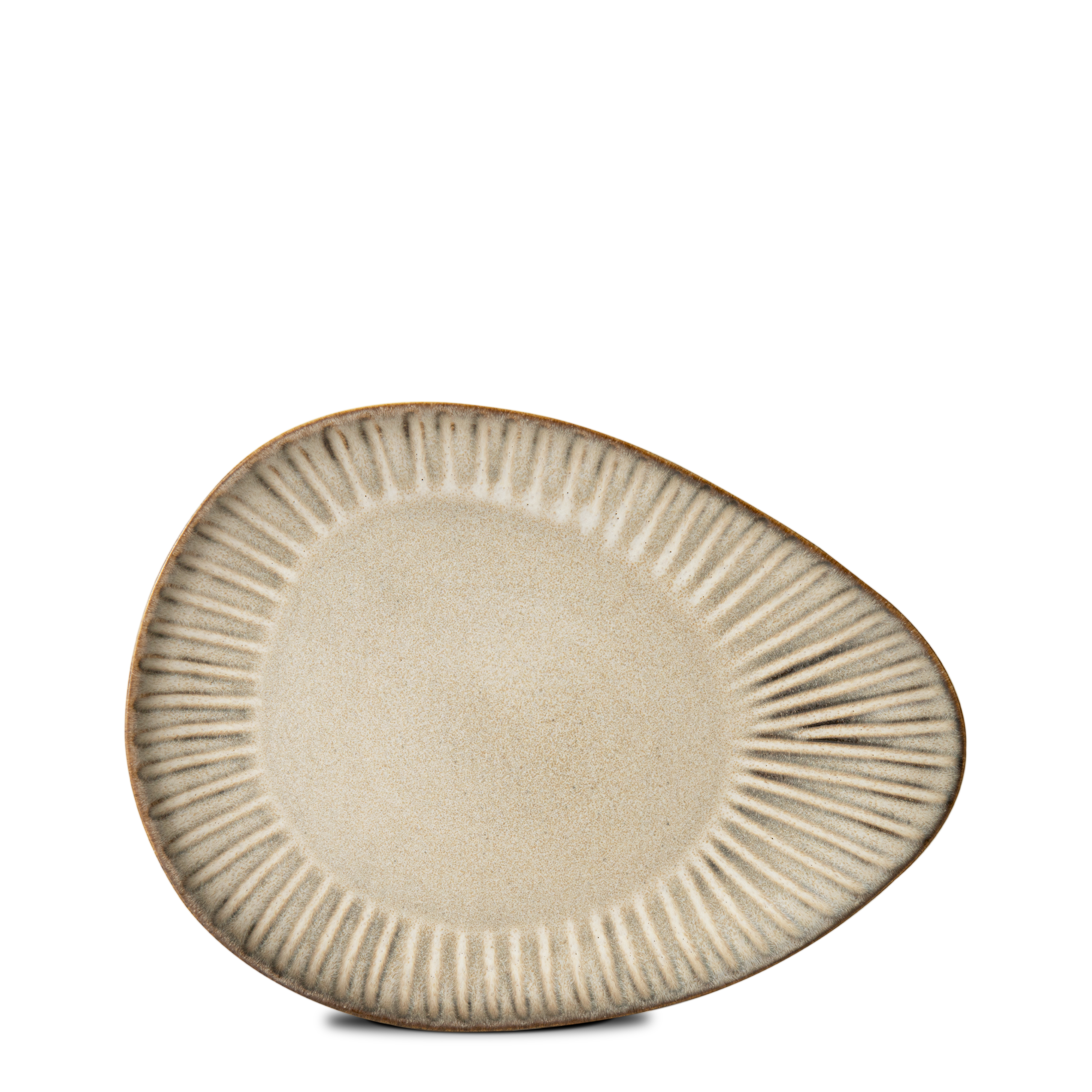 Vieira beige matt asymmetrisk stor tallrik (set om 2)