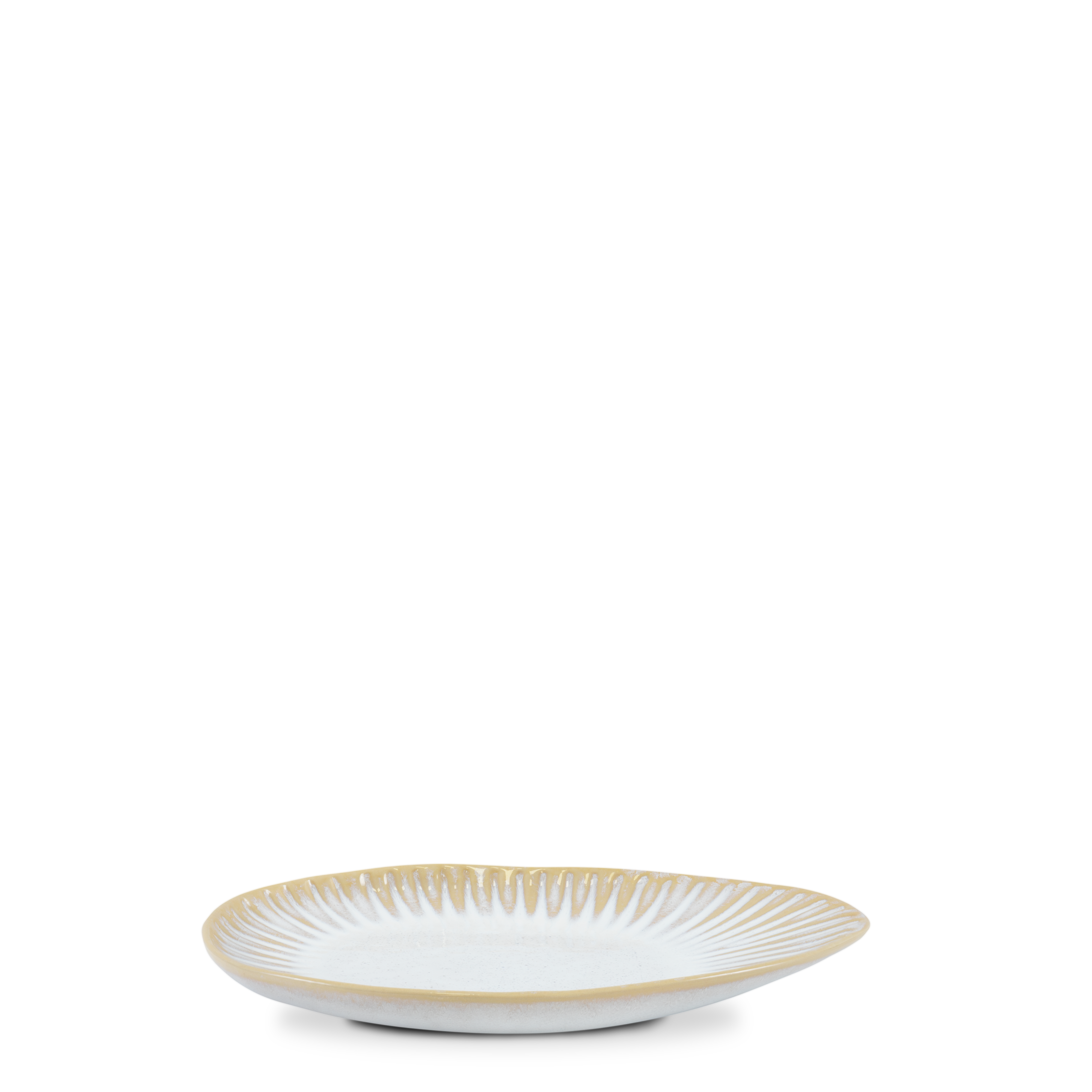 Vieira vit asymmetrisk tallrik medium (set om 4)