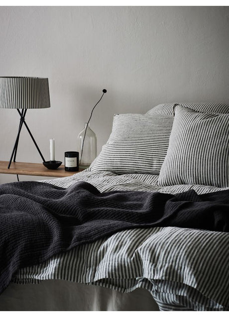 Påslakan linne grey/white, 240x220 cm