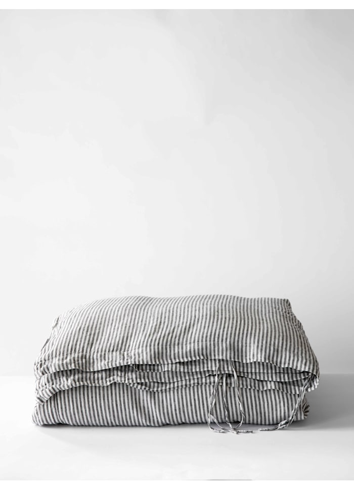 Påslakan linne grey/white, 240x220 cm