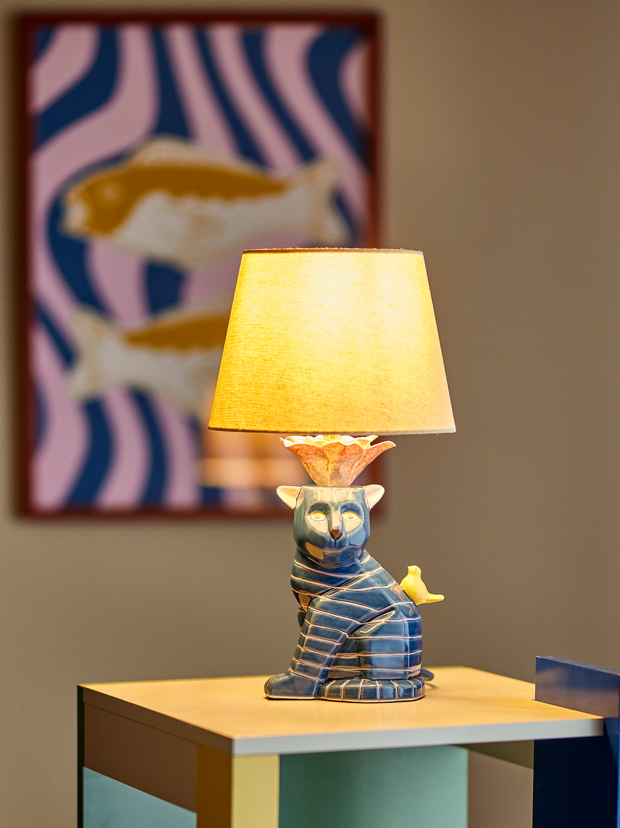 Bloomingville Eri bordslampa, multi, stengods (set om 2)