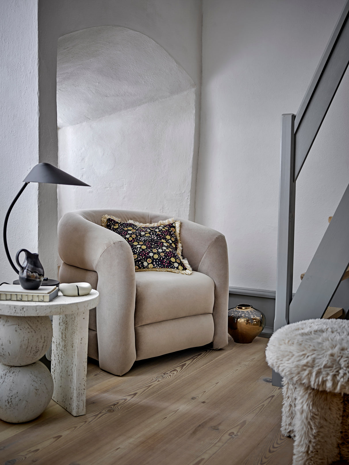 Bloomingville, Joel Lounge Chair, grå, polyester