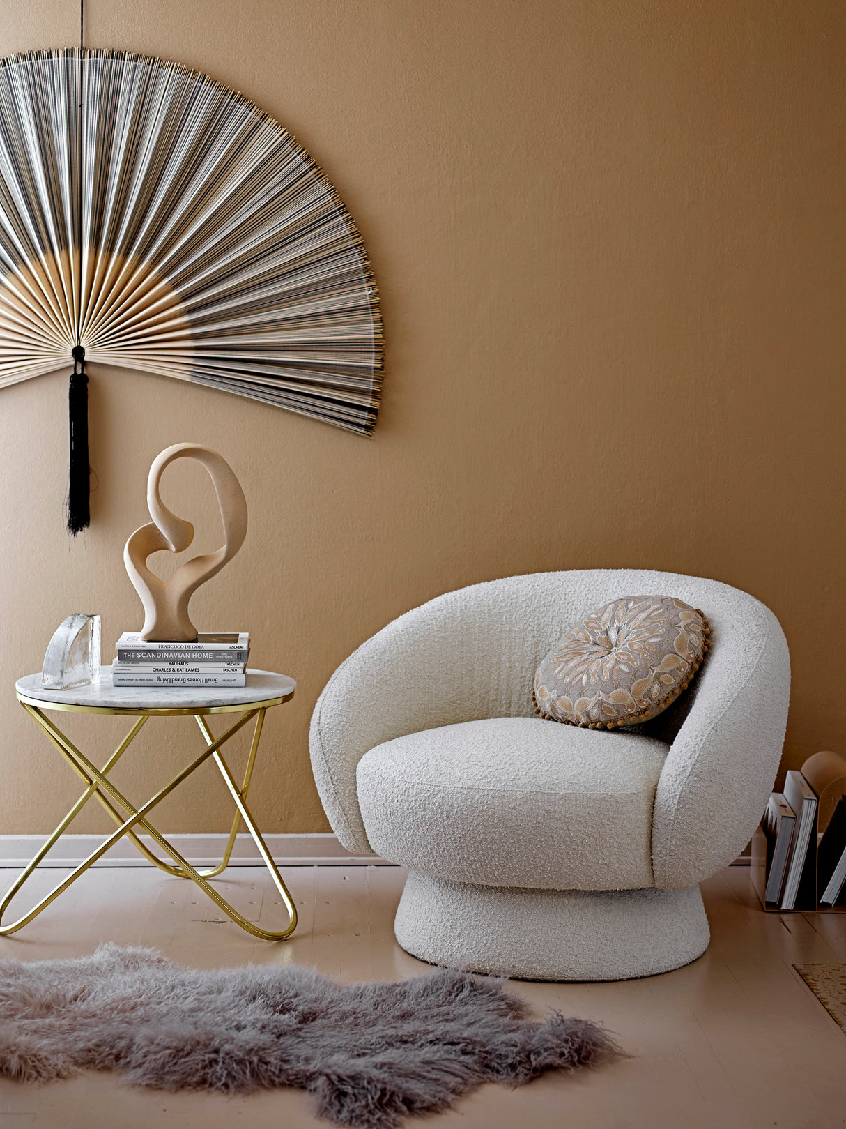 Bloomingville, Ted Lounge Chair, vit, polyester