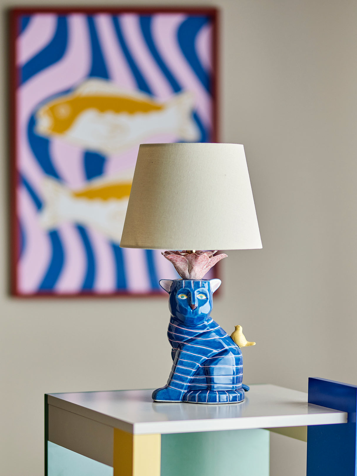 Bloomingville Eri bordslampa, multi, stengods (set om 2)