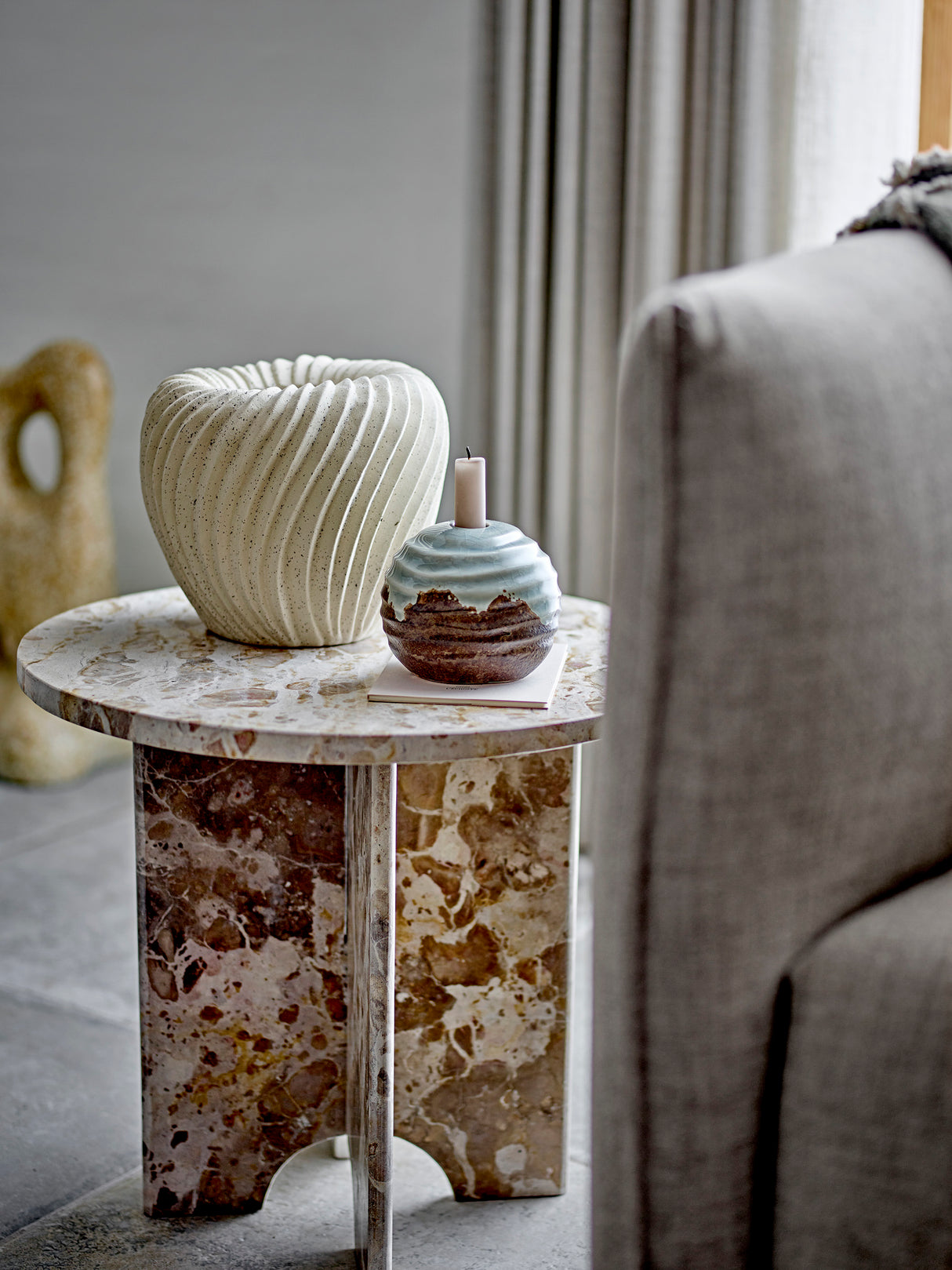 Bloomingville, Jasmia sidobord, brunt, marmor