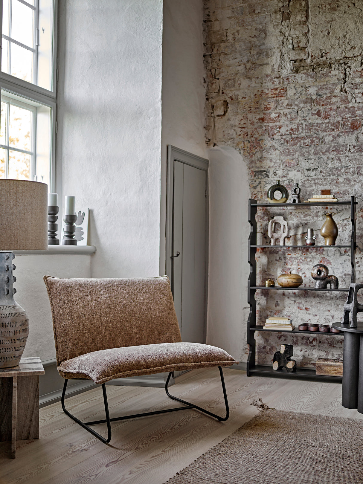 Bloomingville, Cape Lounge Chair, brun, återvunnen polyester